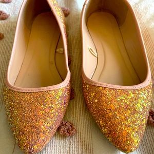 Pink Glitter Pointed Toe Flats